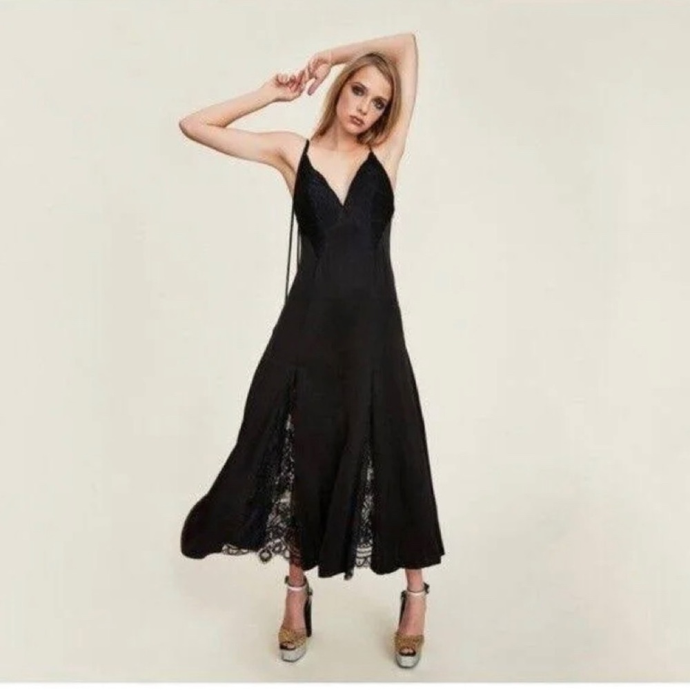 LPA Black Maxi Slip Dress